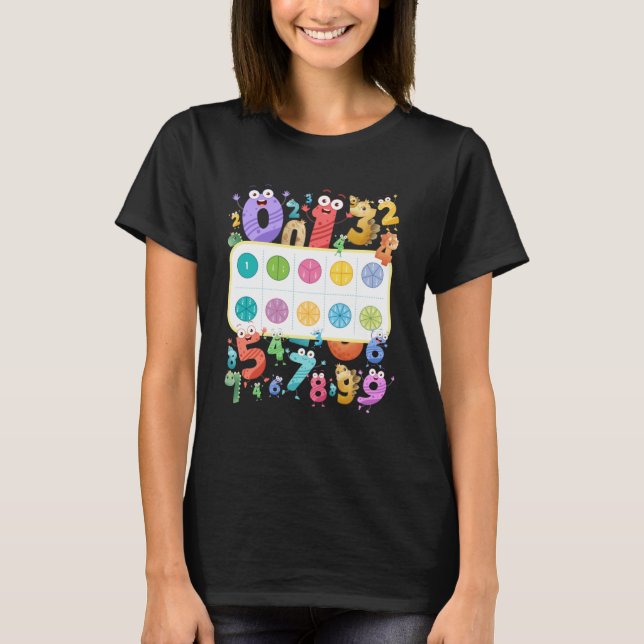 Maths Day Costume Idea For Kids & Dinosaur Numbers T-Shirt (Front)