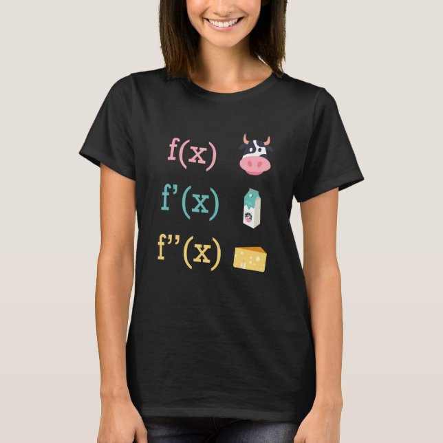 Maths Fun Cow Milk Cheese Derivation Infinity Calc T-Shirt (Front)