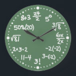 Maths Mathematical Equations Clock Version Two<br><div class="desc">This fun and whimsical custom wall clock is perfect for math lovers. Test your arithmetic! The clock has mathematical equations instead of numbers. There is some addition, subtraction, multiplication, division, percentages, fractions, algebra, square root, and powers. This second version of the clock also has a factorial and cube root. They...</div>