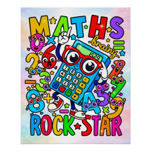 Maths Rockstar Fun Numbers Sticker for Kids Poster