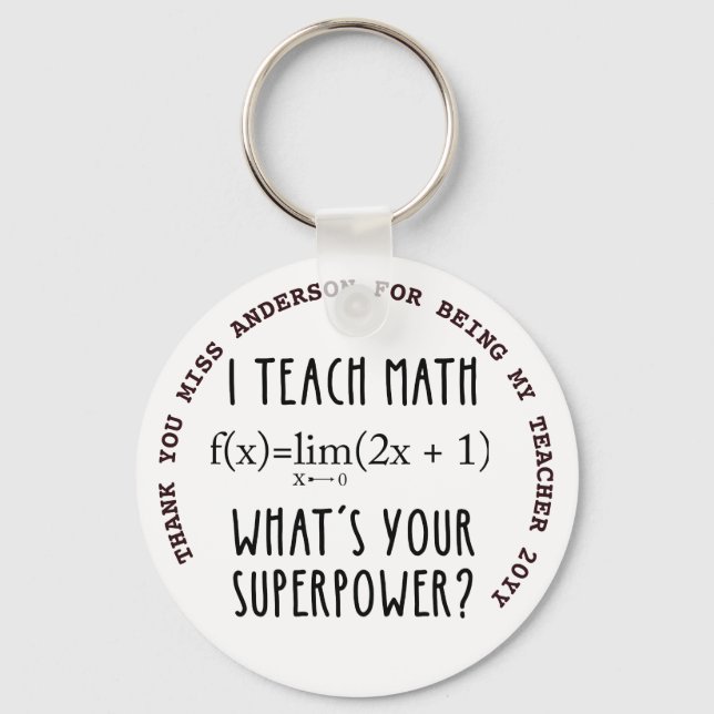 MATHS TEACHER THANK YOU Personalized Gift Under $4 Keychain (Front)