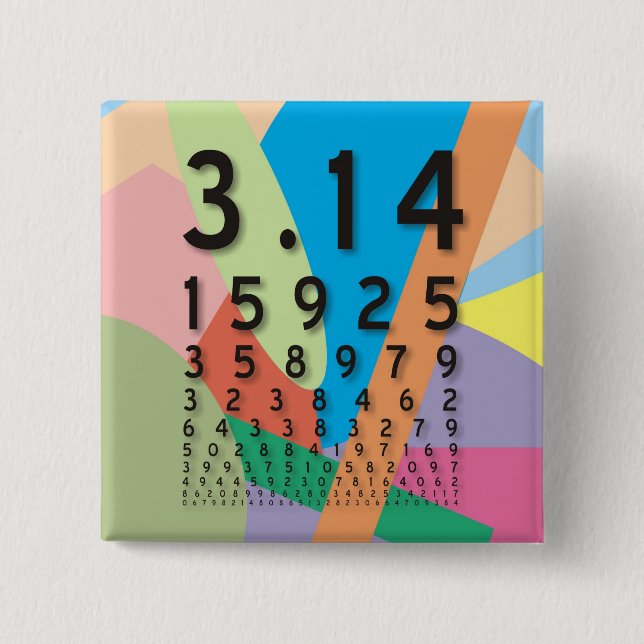 Maths: the colourful mathematical constant of Pi 2 Inch Square Button (Front)