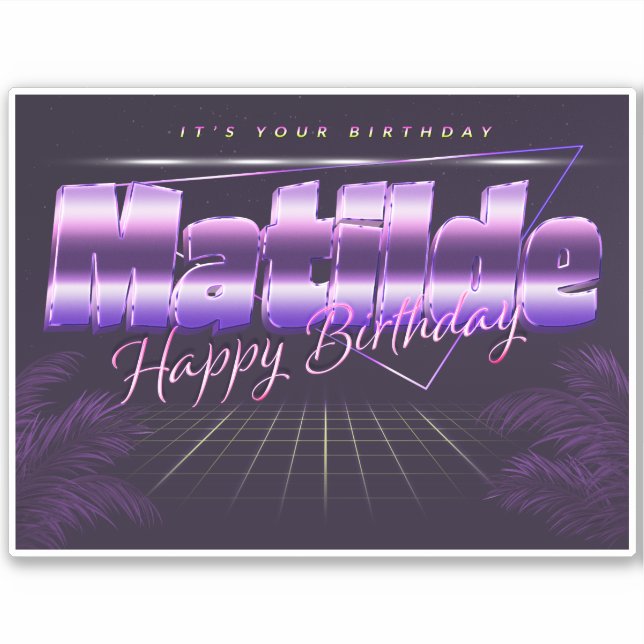 Matilde Name First name lila retro Sticker Birthda (Front)