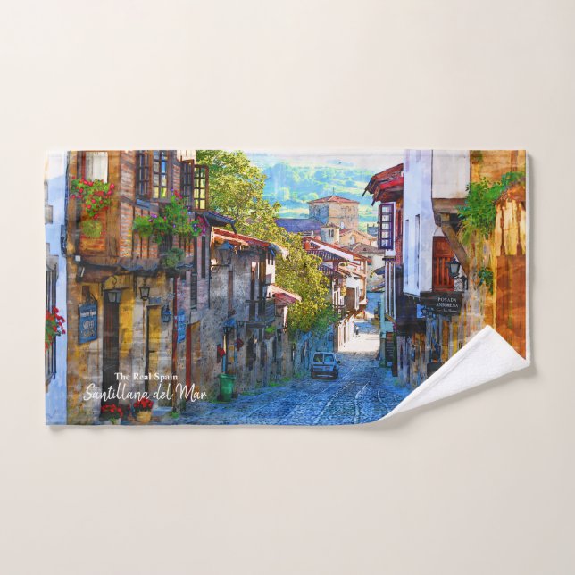 Matin à Santillana del Mar - The Real Spain (Serviette à main)