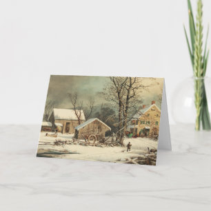 Matin de Noël du pays, une carte de Noël vintage