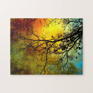 Matin orageux avec puzzle d'arbre