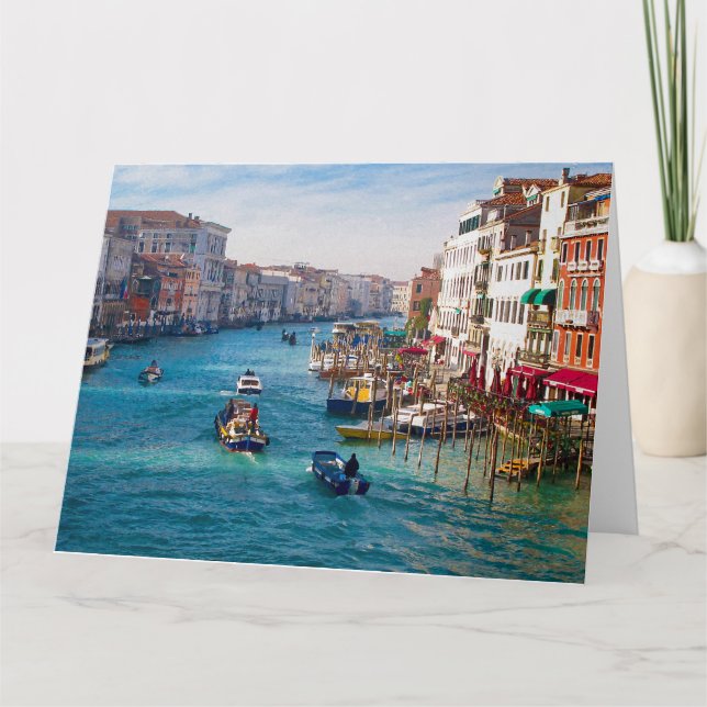 MATIN SUR LA GRAND CANAL Carte de voeux pliée (Devant)