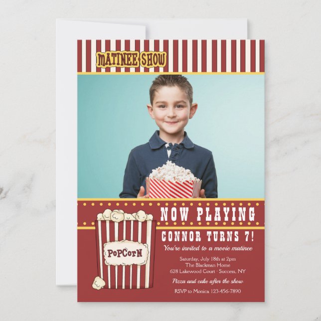 Matinee Show Photo Birthday Party Invitation (Front)