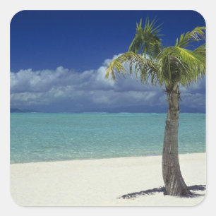 Matira Beach on the island of Bora Bora, 2 Square Sticker