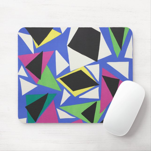 Matisse Abstract Geometric Blue Cut Out Art Mouse Pad (With Mouse)