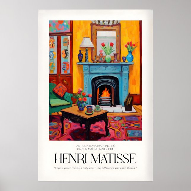 Matisse Art Prints - Cozy Fireplace Interior (Front)