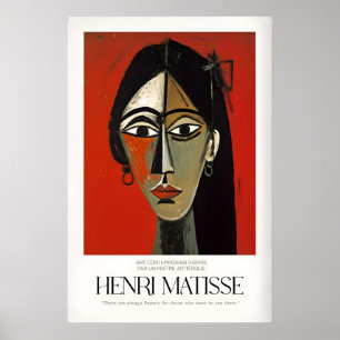 Matisse Art Prints - Stylized Woman Portrait Red