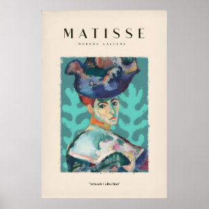 Matisse Art Prints - Woman Large Hat Portrait Teal