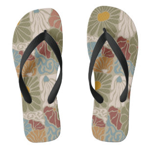 Matisse Groovy floral  Art Nouveau 1970s Boho  Flip Flops