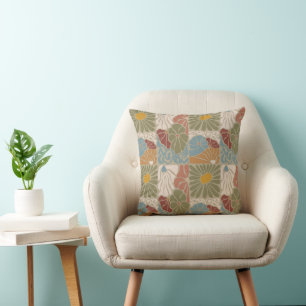 Matisse Groovy floral Art Nouveau 1970s Throw Pillow
