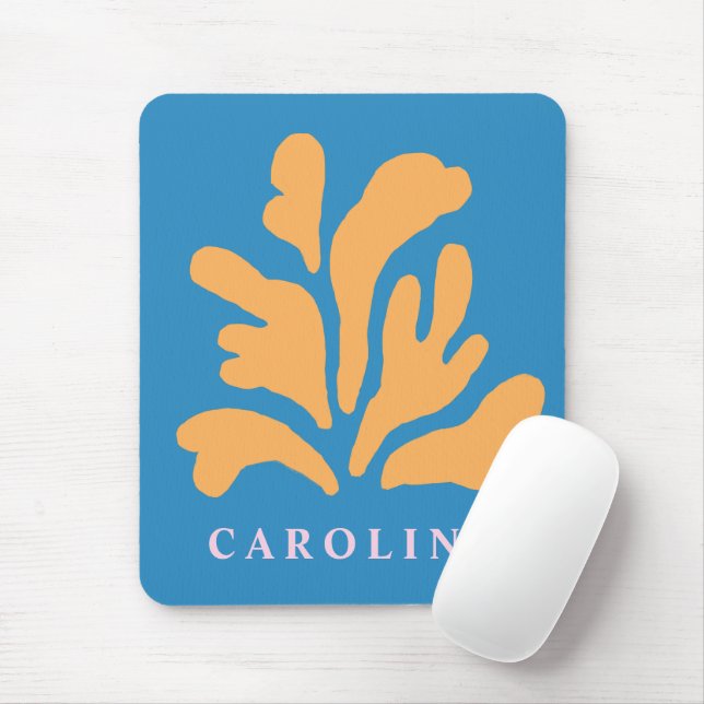 Matisse Inspired Abstract Shape Blue Personalized Mouse Pad (With Mouse)