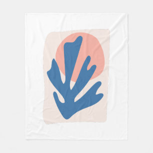 Matisse inspired Blue and Blush Pink Leaf Cutout Fleece Blanket