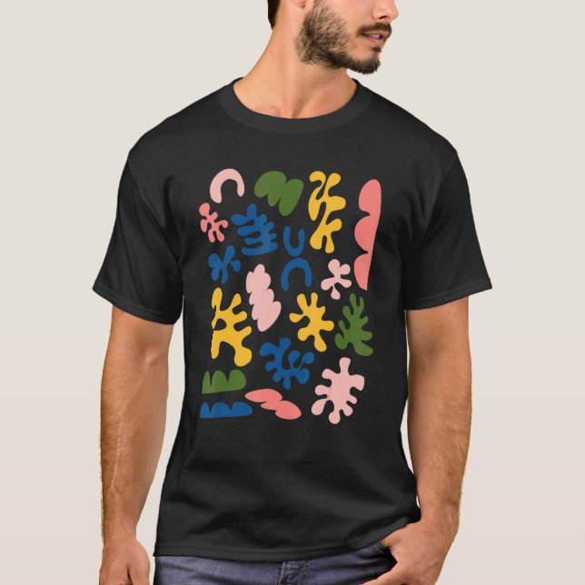 Matisse Inspired Organic Shapes Floral Cut Out Gra T-Shirt (Front)