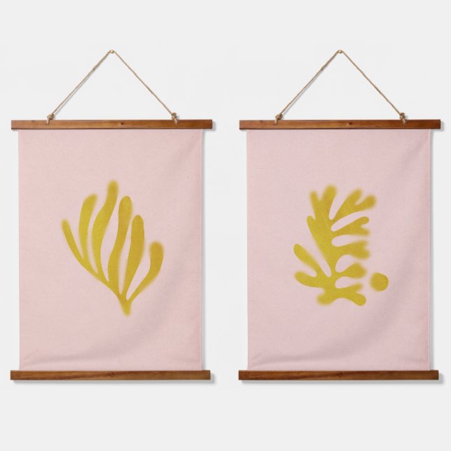 Matisse inspired pink and mustard hanging tapestry (Double)