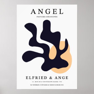 Matisse Leaf Abstract Organic Art Print Navy