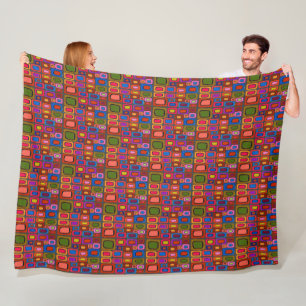 Matisse style Colourful Squares Fleece Blanket