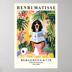 Matisse Style Coonhound Print Funny Dog on Toilet