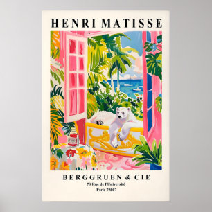 Matisse Style Polar Bear Art Print Pink Bathroom