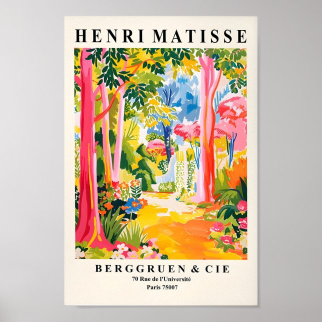 Matisse Style Tropical Forest Poster, Pink Maximal Poster (Front)