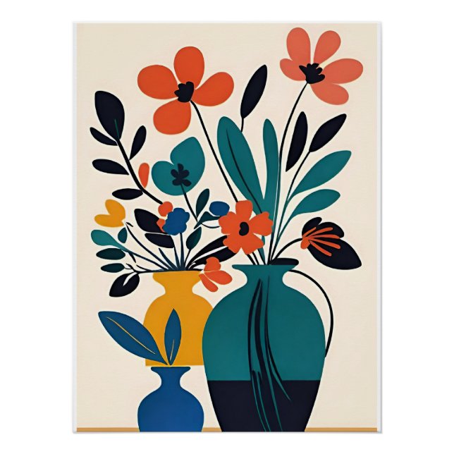 Matisse-Style Vases of Flowers Poster (Front)