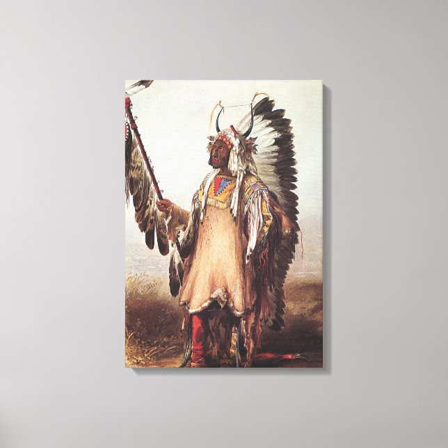 Mato-Tope, A Mandan Chief Portrait by Karl Bodmer Canvas Print (Front)