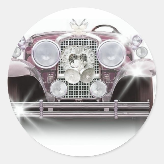 MATRIMONIAL WEDDING CAR CLASSIC ROUND STICKER (Front)