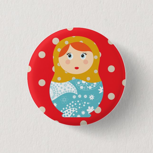 matriochka swipes in red 1 inch round button (Front)