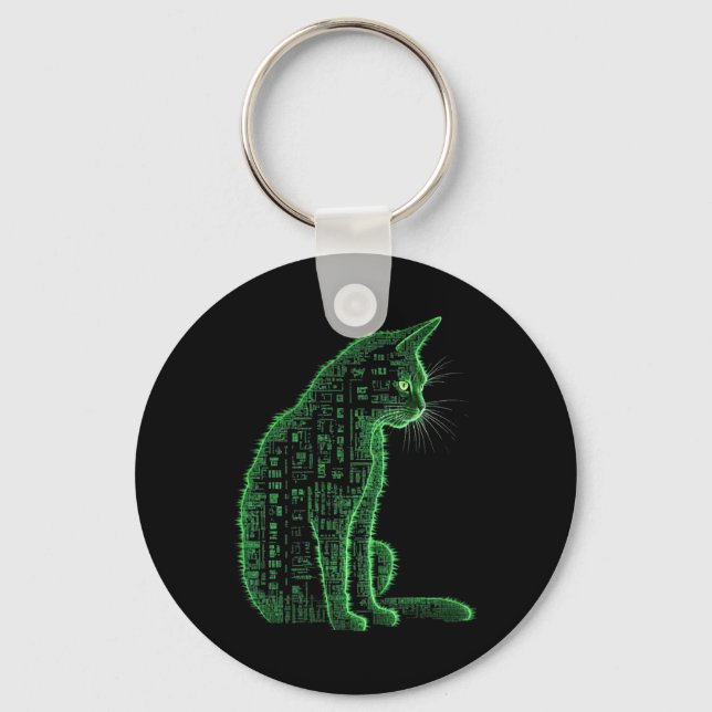 Matrix Cat Art  Keychain (Front)