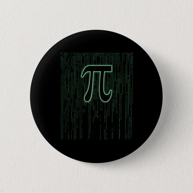 Matrix Inspired Pi Day 3.14 Number Pi Symbol Math  2 Inch Round Button (Front)