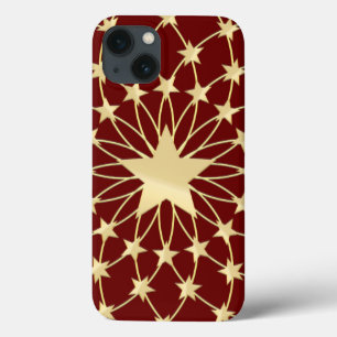 Matrix of golden stars expanding circles iPhone 13 case
