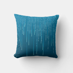 Matrix pattern in Blue Throw Pillow