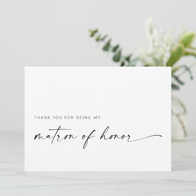 Matron d'honneur Carte de remerciements | Minimali (Debout devant)