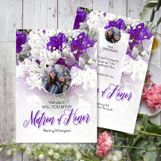 Matron d'honneur violet Faire-part de mariage blan