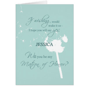 Matron of Honor Custom Name Dandelion Invitation o