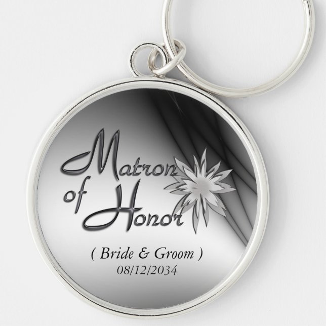 Matron of Honour Black and White Custom Keychains (Front)