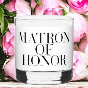 Matron of Honour Black Modern Elegant Personalized Whiskey Glass