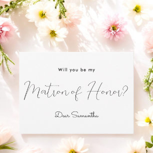Matron of Honour Black White Invitation