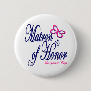 Matron of Honour / Butterfly 2 Inch Round Button