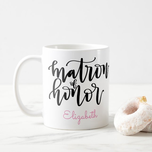 Matron of Honour Coffee Mug - Personalize Name (With Donut)