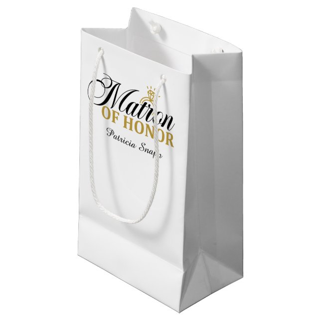 Matron Of Honour customizable Wedding party Small Gift Bag (Front Angled)