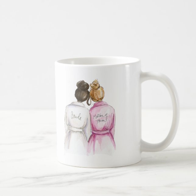 Matron of Honour? Dk Br Bun Bride Dk Bl Bun Br Mai Coffee Mug (Right)