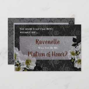Matron of Honour Elegant Goth Glam Request Card