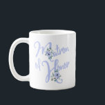 Matron of Honour Floral Letter Dusty Blue Custom Coffee Mug<br><div class="desc">Personalized Matron of Honour mug with floral letter design. The hand lettering has a dusty blue colour theme and is decorated with watercolor flowers. The design is ready for you to customize with the bride and groom's name as well as the wedding date. A lovely keepsake and perfect for favours...</div>
