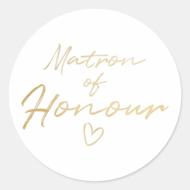 Matron of Honour - Gold faux foil sticker (Front)