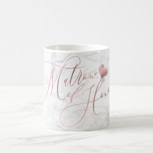 Matron of Honour/Marble+Faux Rose Gold Script Coffee Mug